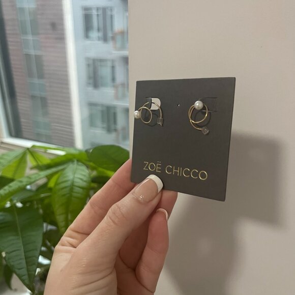 Zoe Chicco Gold Twirl Pearl Earrings - Picture 2 of 3